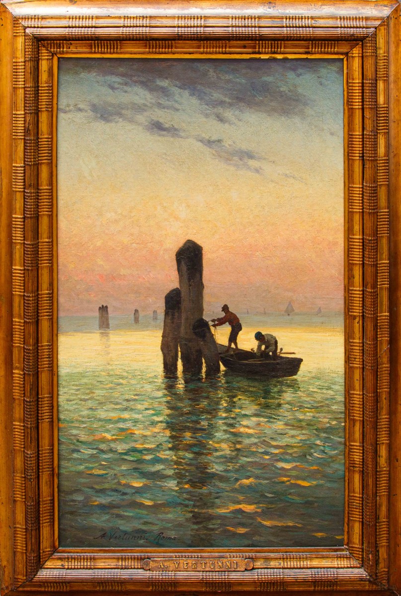Achille Vertunni (1826 - 1897), Pescatori all'alba