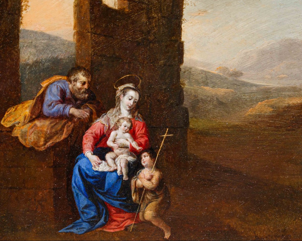 Bottega di Bartholomeus Breenbergh (Deventer, 1598 - Amsterdam, 1657), Sacra Famiglia-photo-2