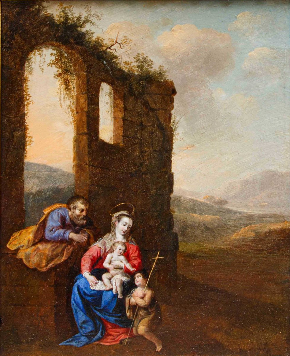Bottega di Bartholomeus Breenbergh (Deventer, 1598 - Amsterdam, 1657), Sacra Famiglia-photo-3
