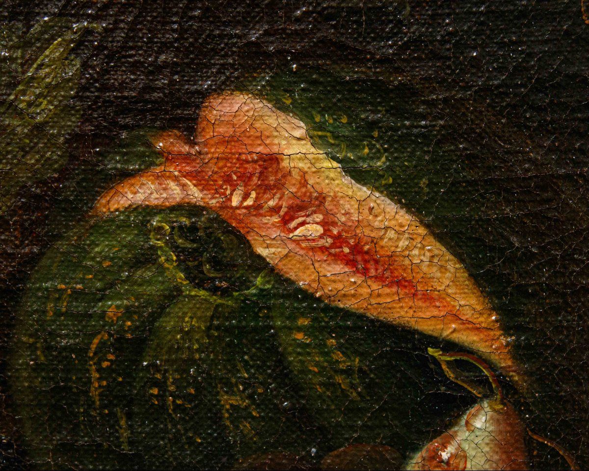 Scuola romana, XVII secolo, Natura morta con zucca, pere e fichi-photo-3