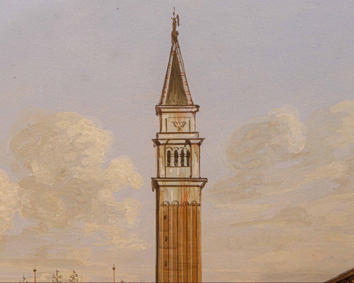 Scuola veneta, XIX secolo, Veduta di Piazza San Marco – Veduta del Bacino di San Marco-photo-2