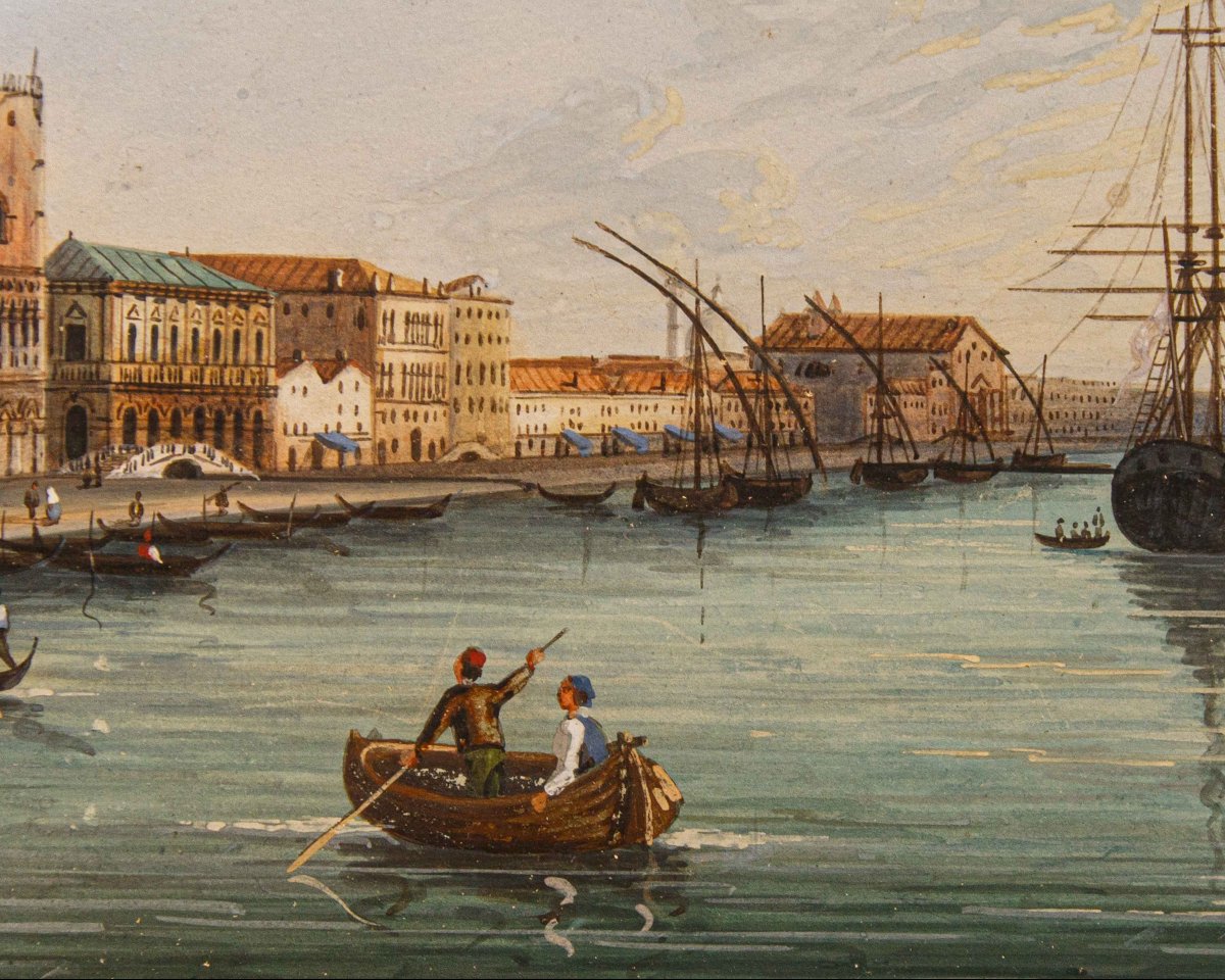 Scuola veneta, XIX secolo, Veduta di Piazza San Marco – Veduta del Bacino di San Marco-photo-7