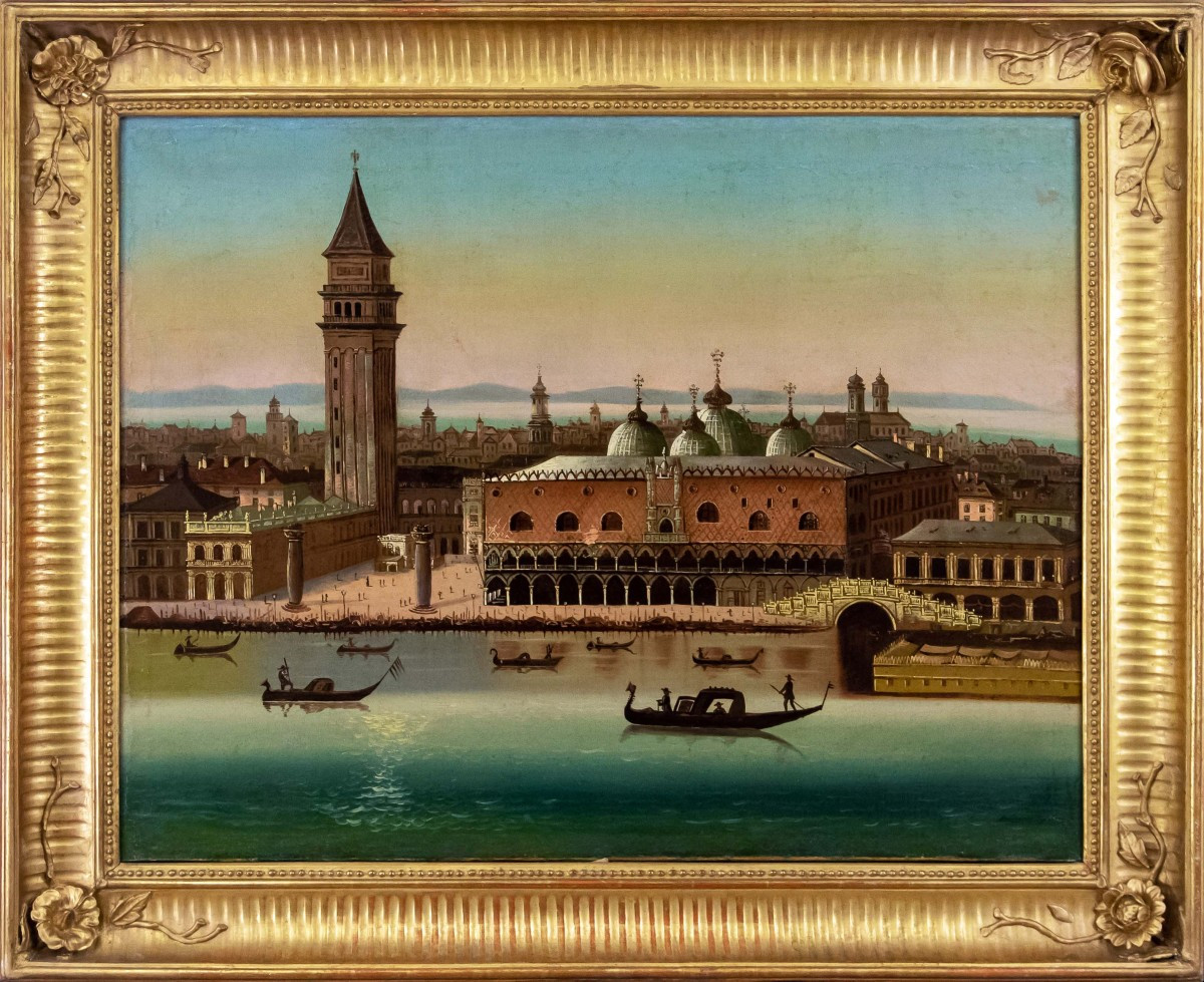 Scuola veneta, XIX secolo, Veduta di Venezia con Palazzo Ducale e l’orizzonte della Laguna