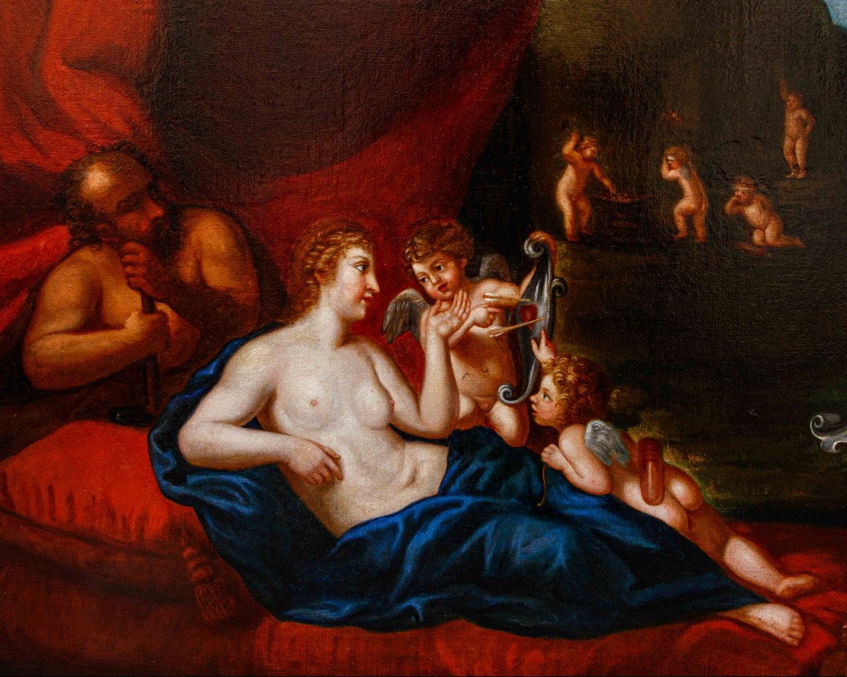 Cerchia di Francesco Albani (Bologna, 1578 – 1660), Il riposo di Venere e Vulcano-photo-3