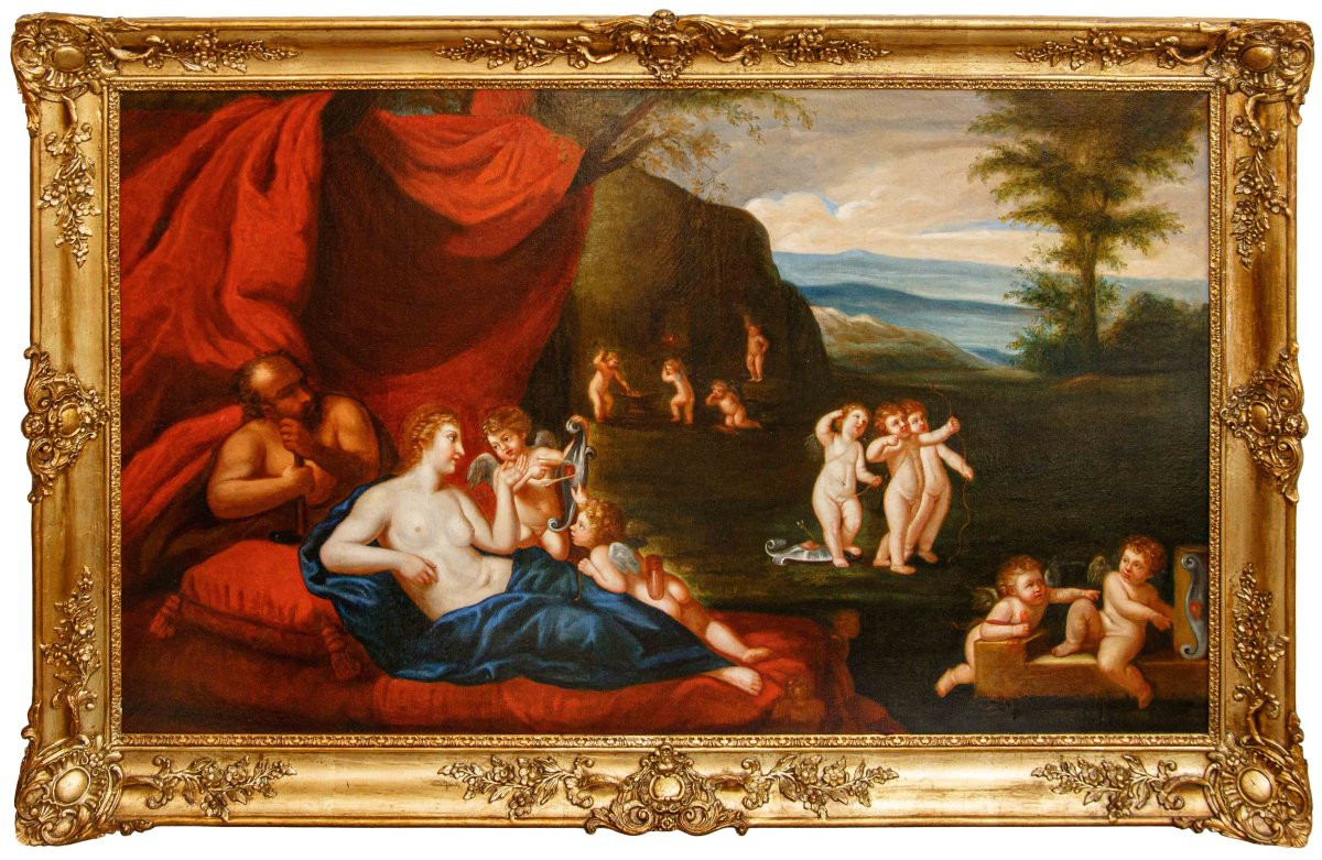 Cerchia di Francesco Albani (Bologna, 1578 – 1660), Il riposo di Venere e Vulcano-photo-7
