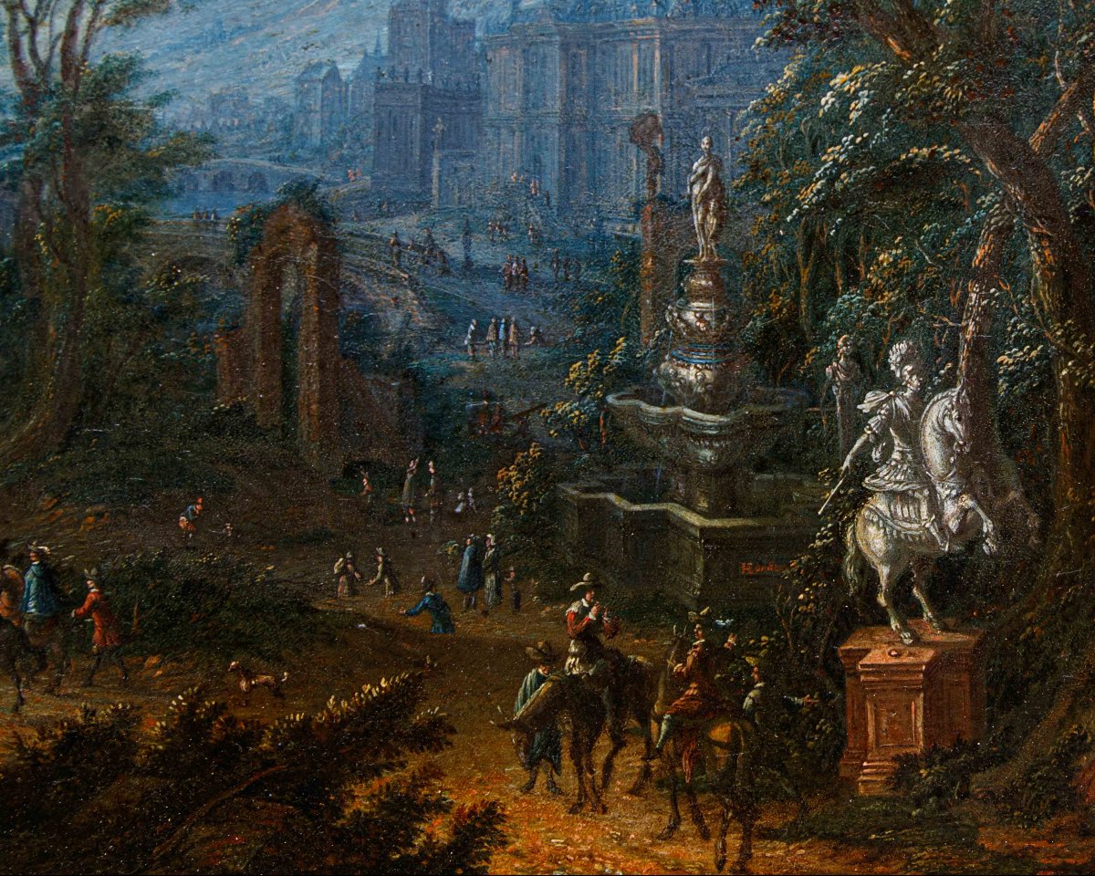 Jan Joseph Horemans il Vecchio (Anversa, 16 agosto 1682 – Anversa, 1759), Capriccio con figure-photo-2
