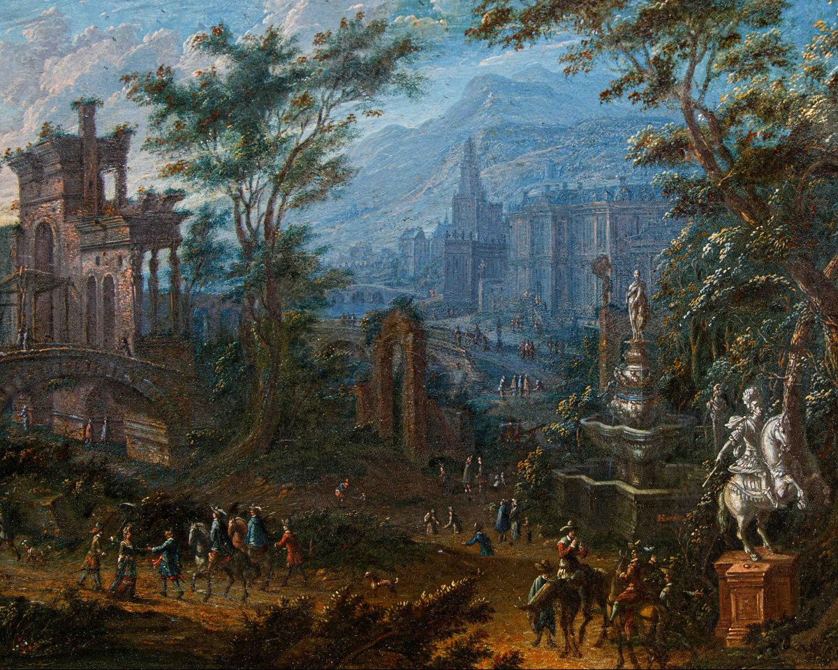Jan Joseph Horemans il Vecchio (Anversa, 16 agosto 1682 – Anversa, 1759), Capriccio con figure-photo-5