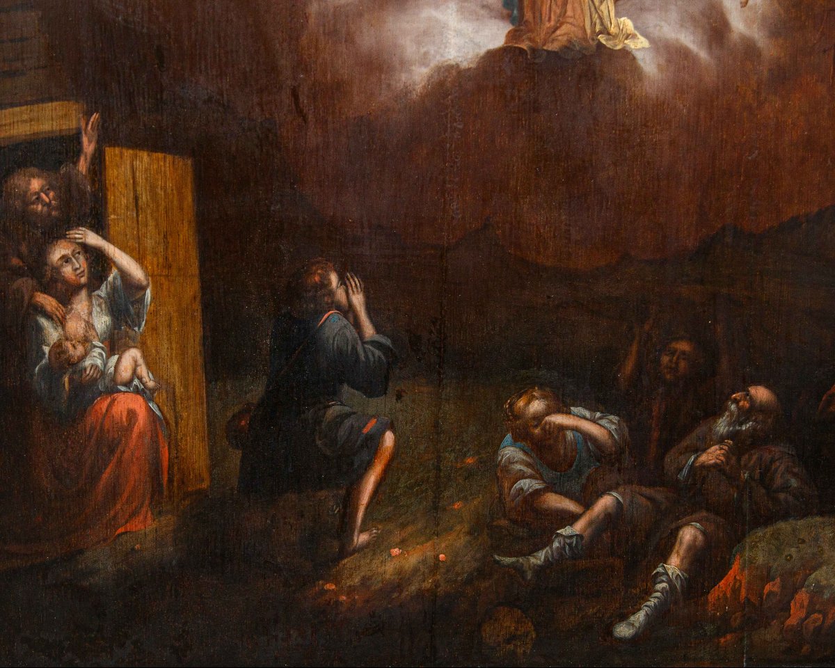 XVIII secolo, scuola fiamminga, L’apparizione dell’angelo ai pastori-photo-4