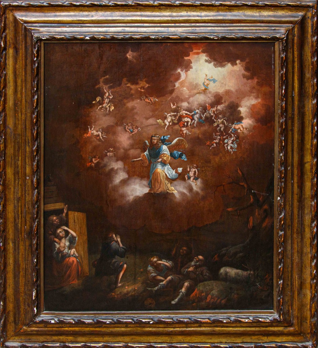 XVIII secolo, scuola fiamminga, L’apparizione dell’angelo ai pastori