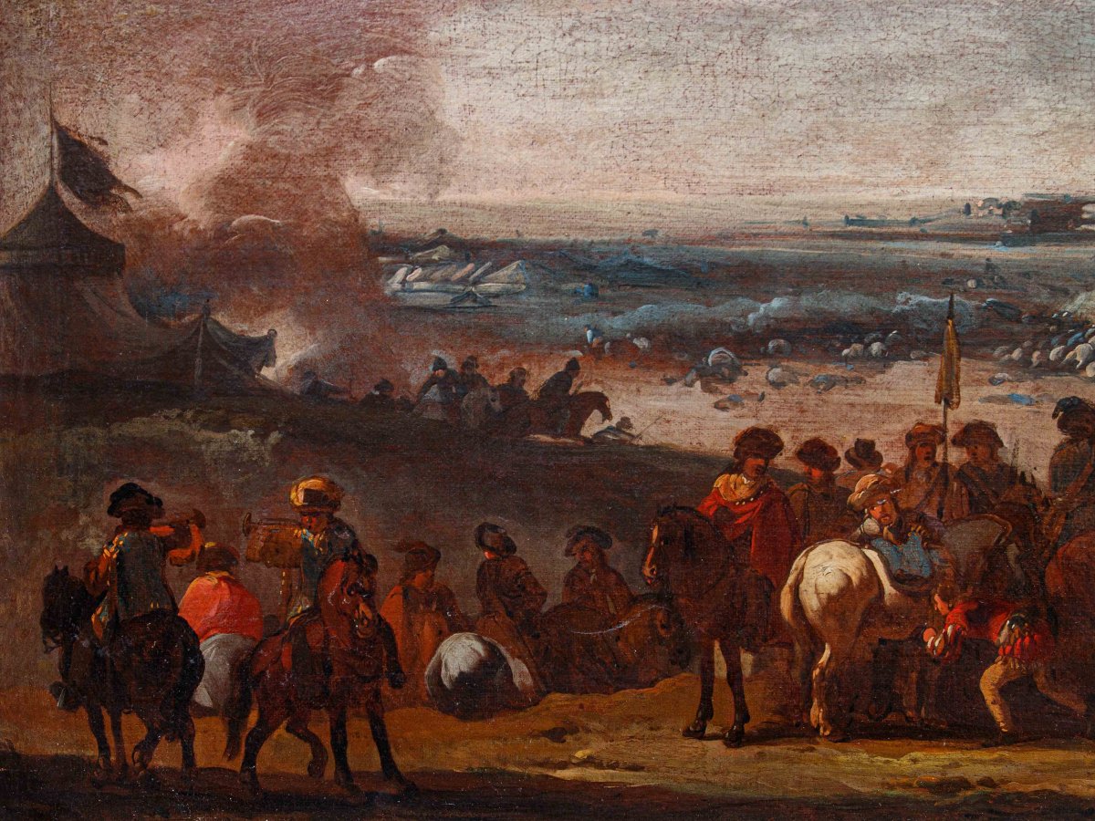 Marzio Masturzio (attivo a Napoli e Roma attorno alla metà del XVII Secolo), Scena di battaglia-photo-2