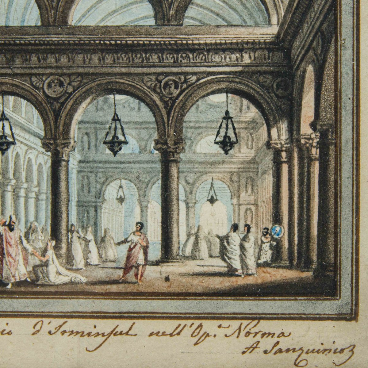 Alessandro Sanquirico (Milano, 1777- 1849), Quattro scene teatrali e una veduta di Milano-photo-1