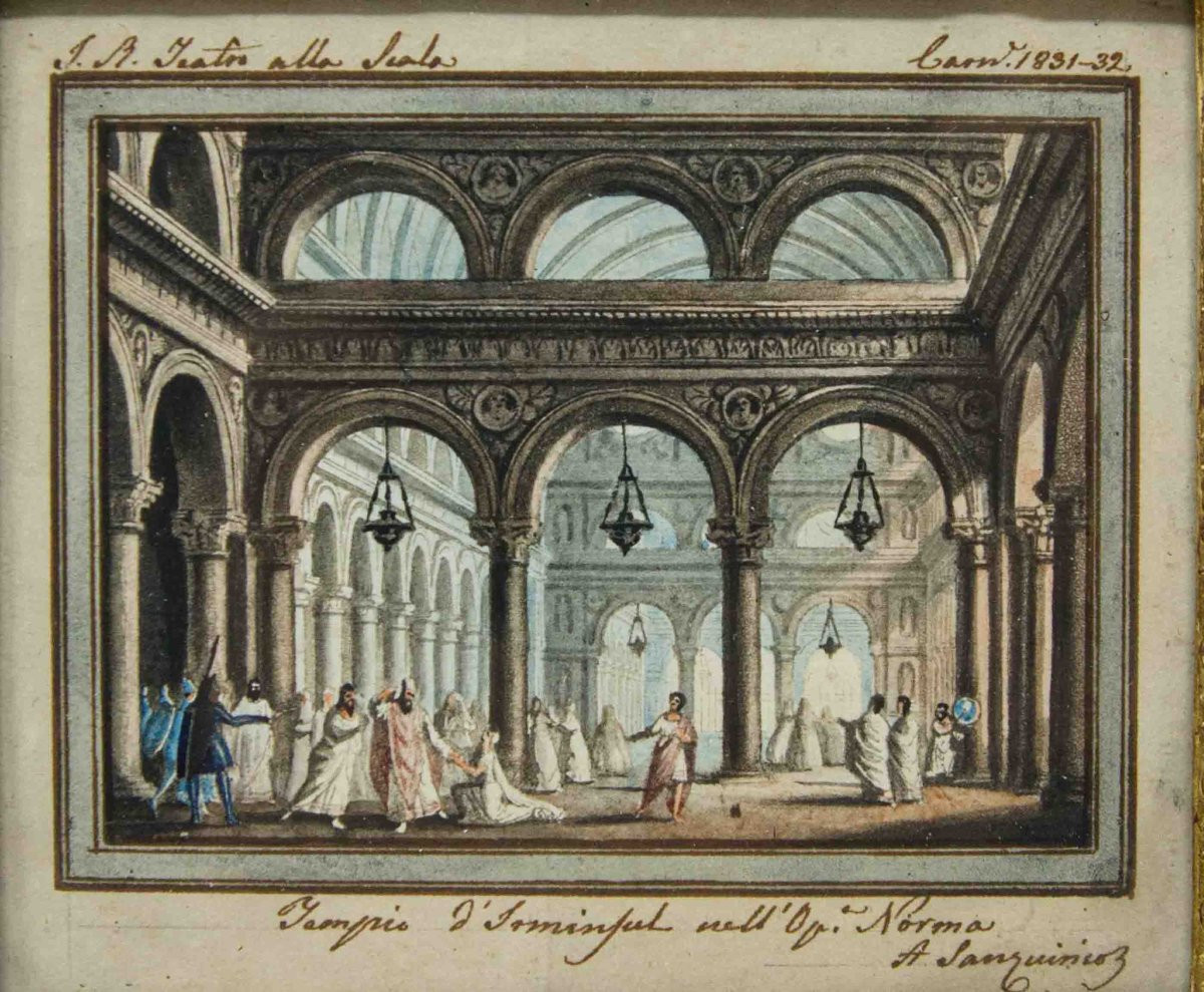 Alessandro Sanquirico (Milano, 1777- 1849), Quattro scene teatrali e una veduta di Milano-photo-8