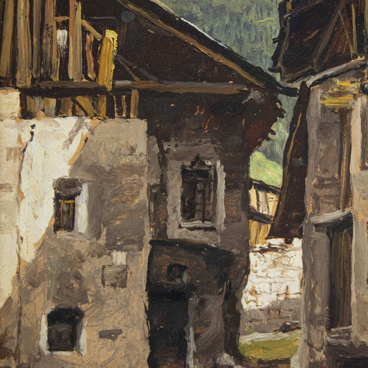 Piero Leidi (Brescia, 1892 – Bedizzole, 1976), Scorcio montano con Ponte di Legno-photo-4