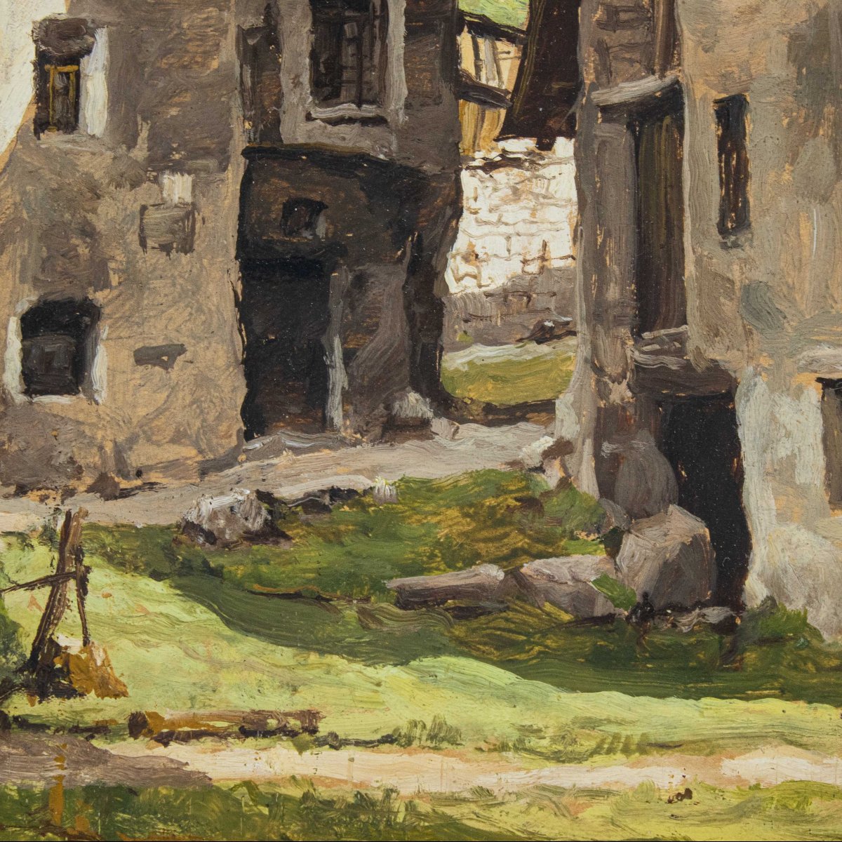 Piero Leidi (Brescia, 1892 – Bedizzole, 1976), Scorcio montano con Ponte di Legno-photo-1