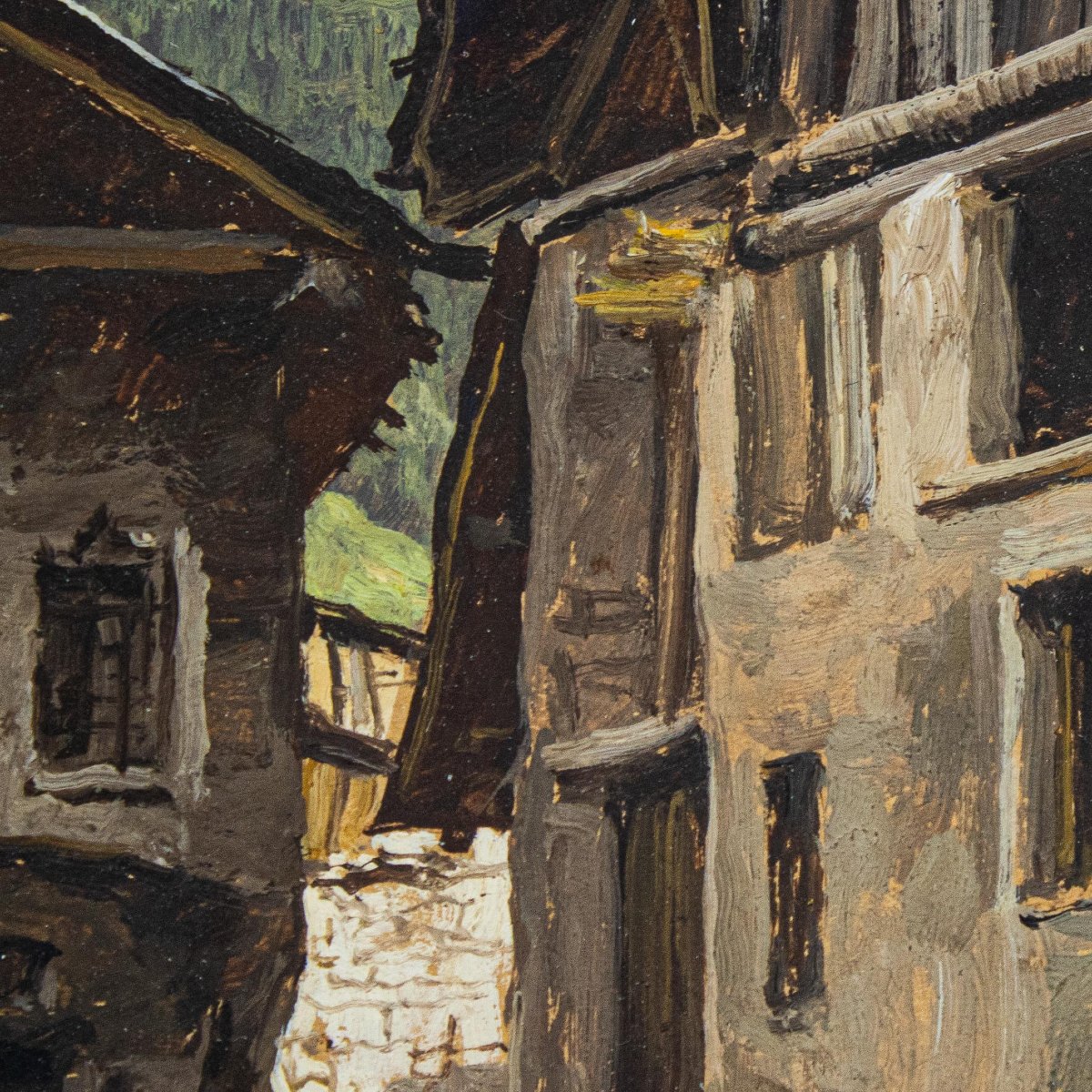 Piero Leidi (Brescia, 1892 – Bedizzole, 1976), Scorcio montano con Ponte di Legno-photo-2