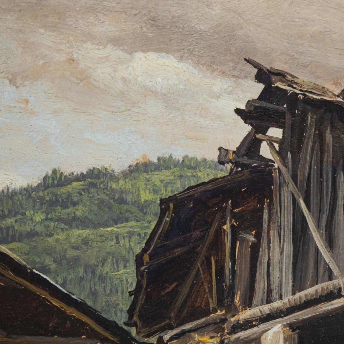 Piero Leidi (Brescia, 1892 – Bedizzole, 1976), Scorcio montano con Ponte di Legno-photo-3