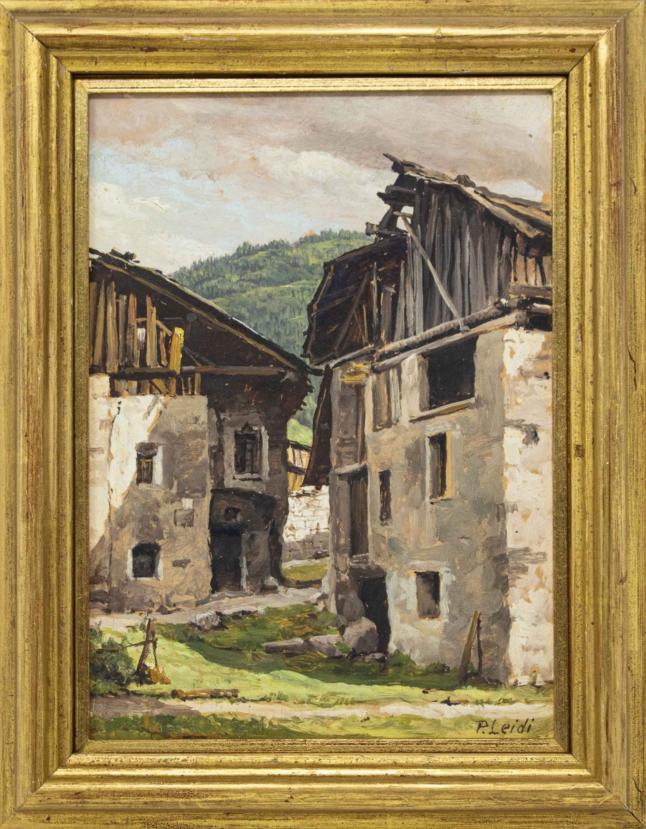 Piero Leidi (Brescia, 1892 – Bedizzole, 1976), Scorcio montano con Ponte di Legno