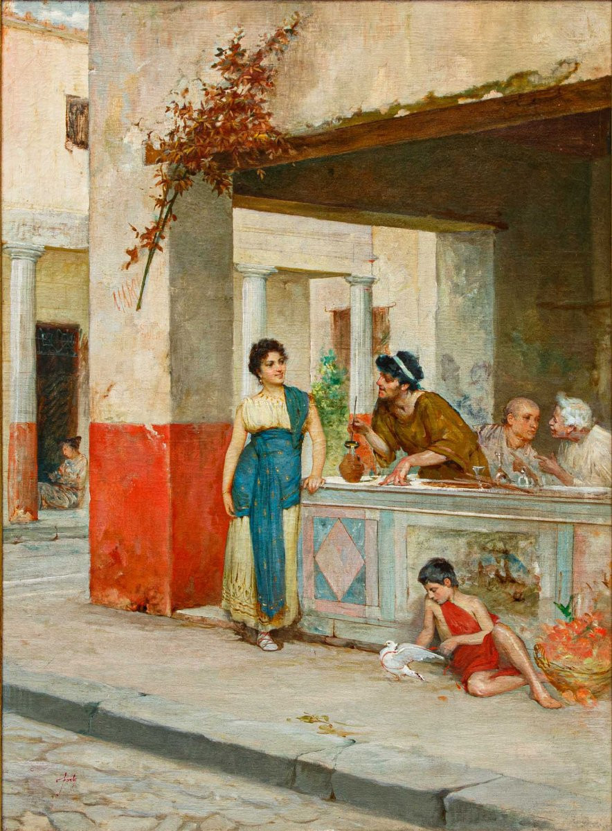 Ettore Forti (attivo a Roma tra il 1880 e il 1920), Una conversazione rinfrescante-photo-2