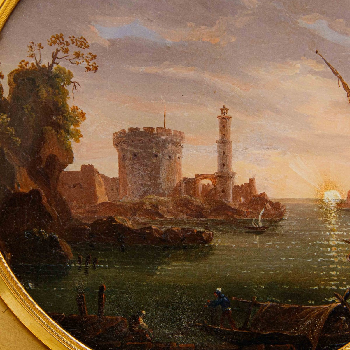 Giovan Battista dell’Acqua (Milano, 1790-1845), Marina con fortezza-photo-2