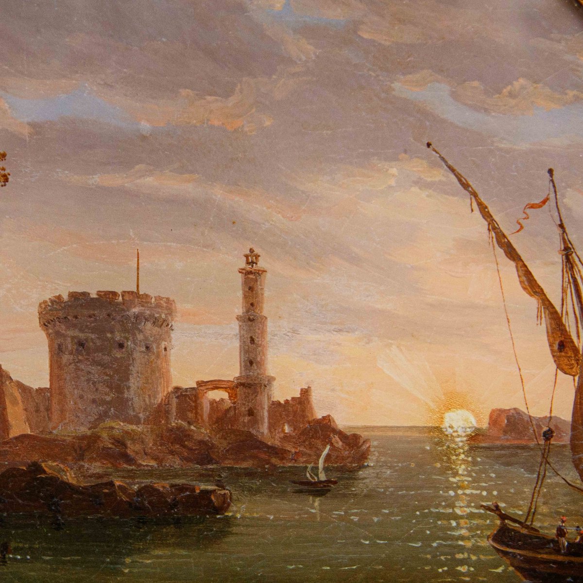 Giovan Battista dell’Acqua (Milano, 1790-1845), Marina con fortezza-photo-3