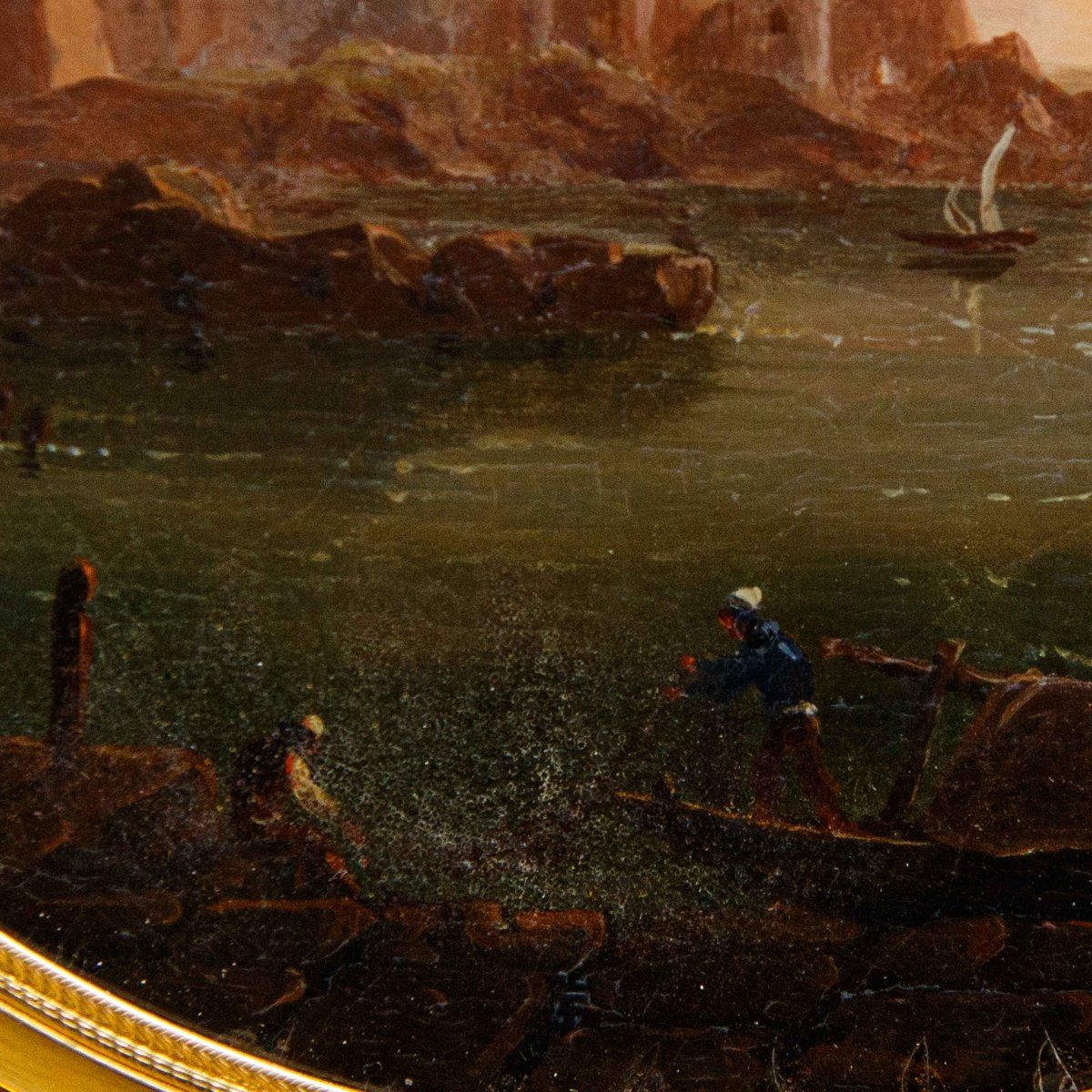 Giovan Battista dell’Acqua (Milano, 1790-1845), Marina con fortezza-photo-4