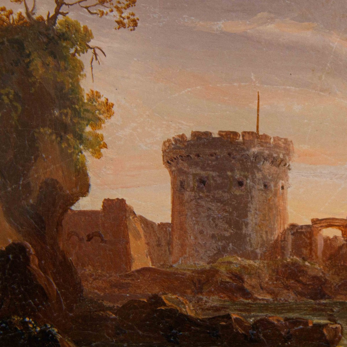 Giovan Battista dell’Acqua (Milano, 1790-1845), Marina con fortezza-photo-1