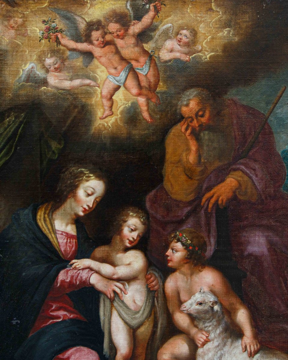 Cerchia di Pieter Paul Rubens (1577-1640), Sacra Famiglia con San Giovannino-photo-4