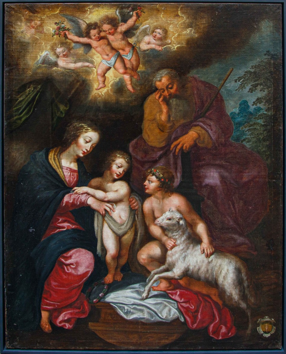 Cerchia di Pieter Paul Rubens (1577-1640), Sacra Famiglia con San Giovannino