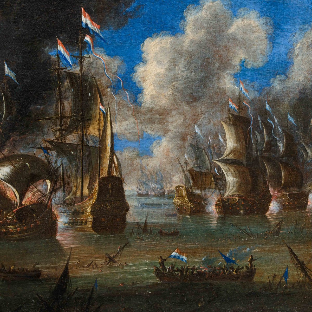 Cerchia di Abraham Storck (Amsterdam, 1644-1708), Battaglie navali-photo-1
