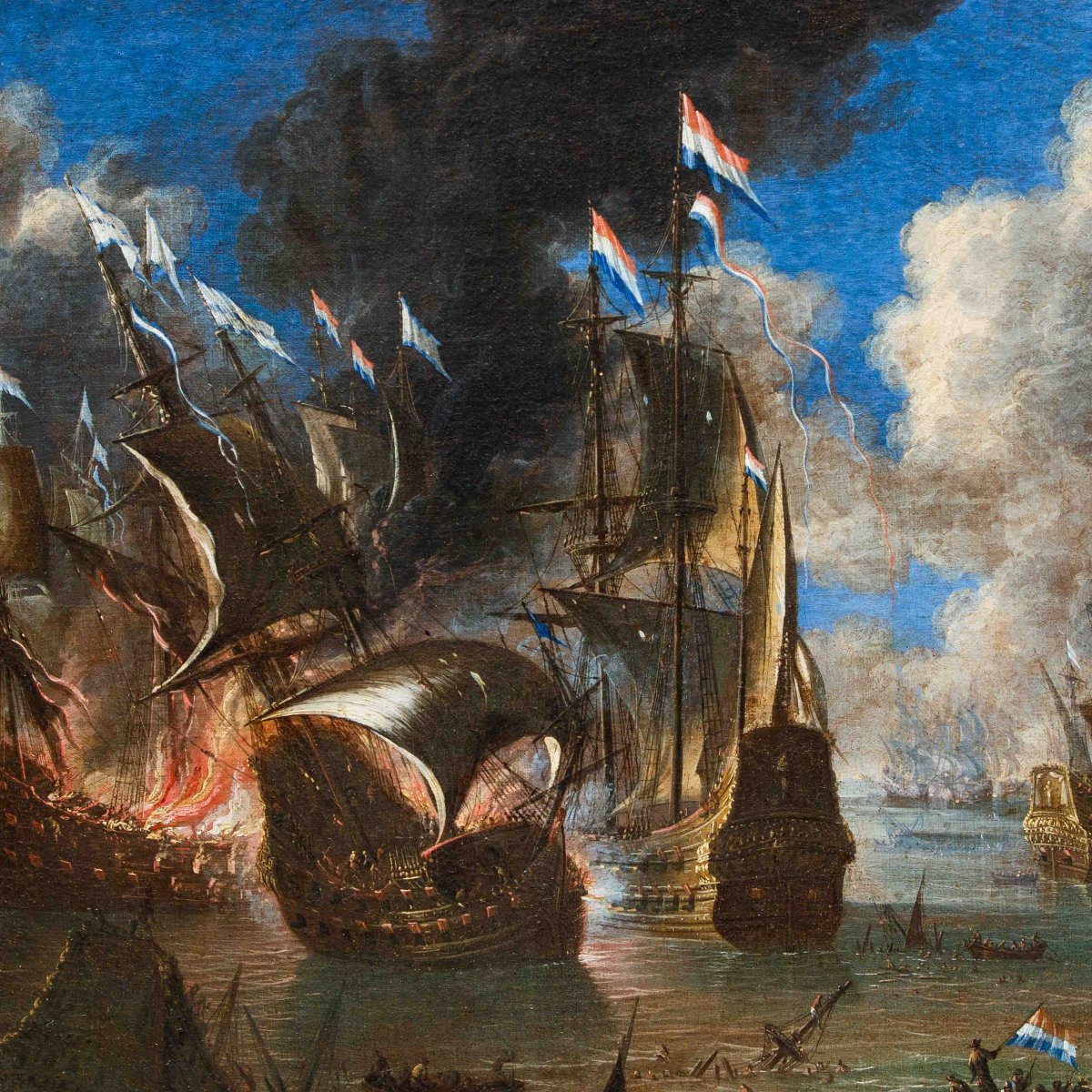 Cerchia di Abraham Storck (Amsterdam, 1644-1708), Battaglie navali-photo-2