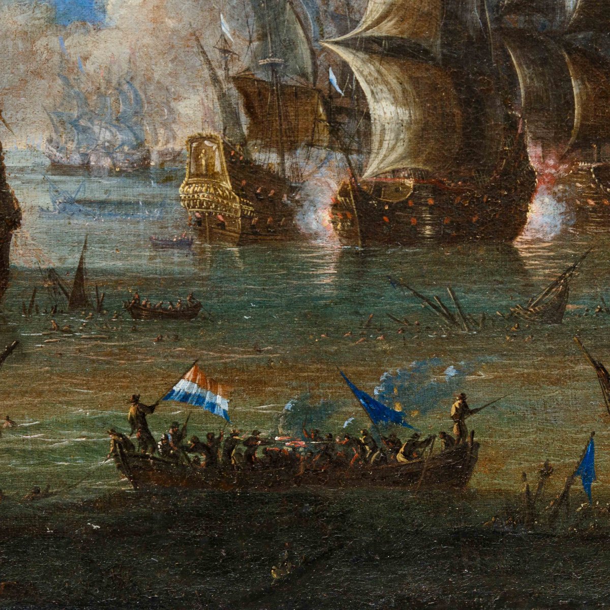 Cerchia di Abraham Storck (Amsterdam, 1644-1708), Battaglie navali-photo-3