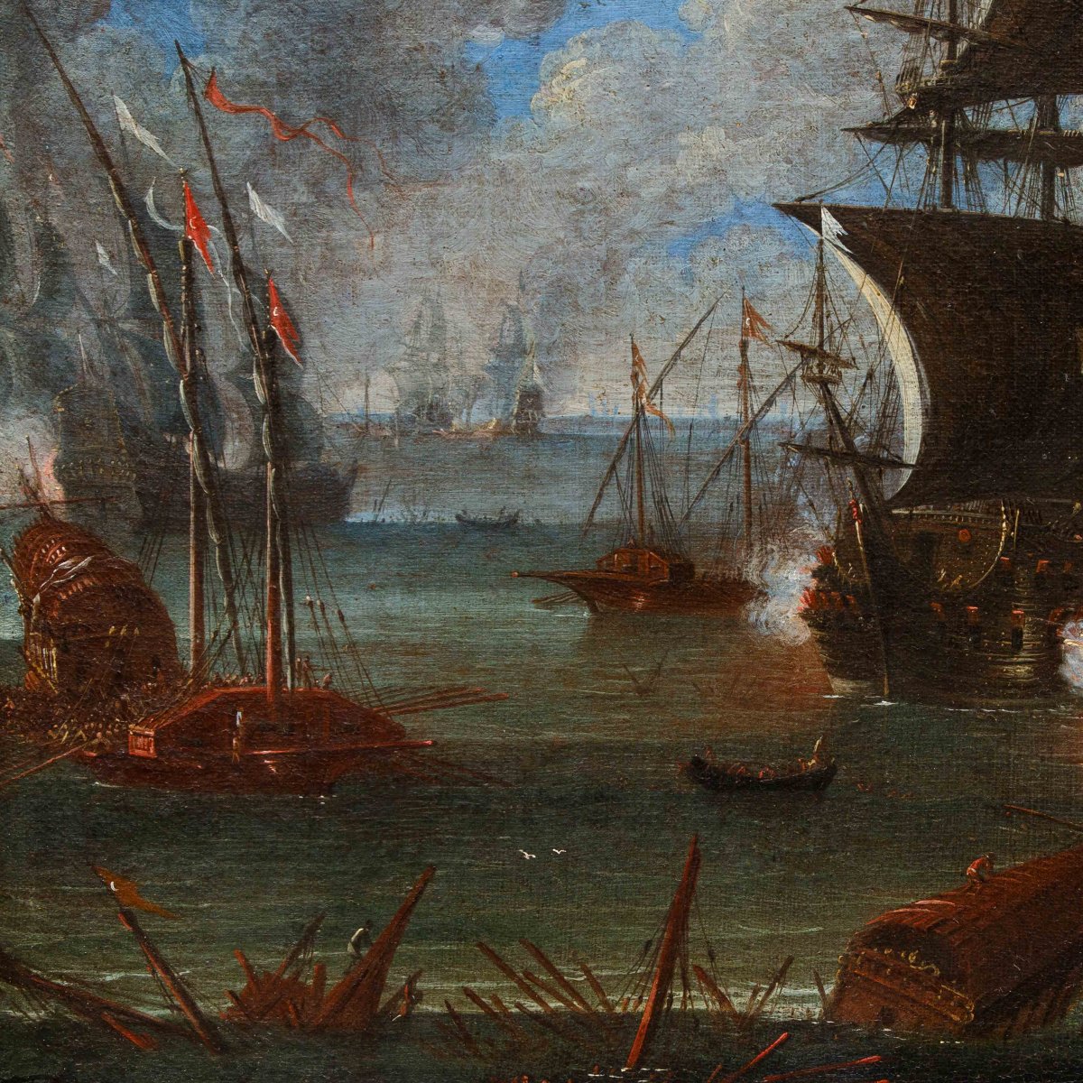 Cerchia di Abraham Storck (Amsterdam, 1644-1708), Battaglie navali-photo-4