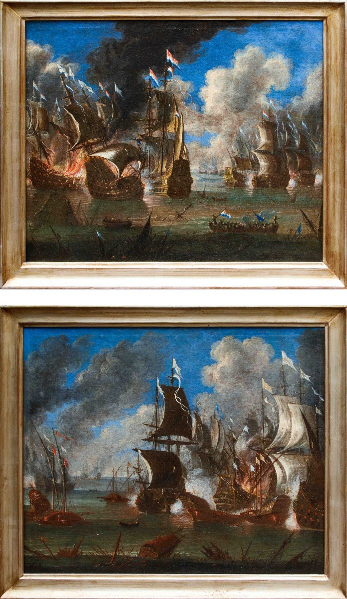 Cerchia di Abraham Storck (Amsterdam, 1644-1708), Battaglie navali