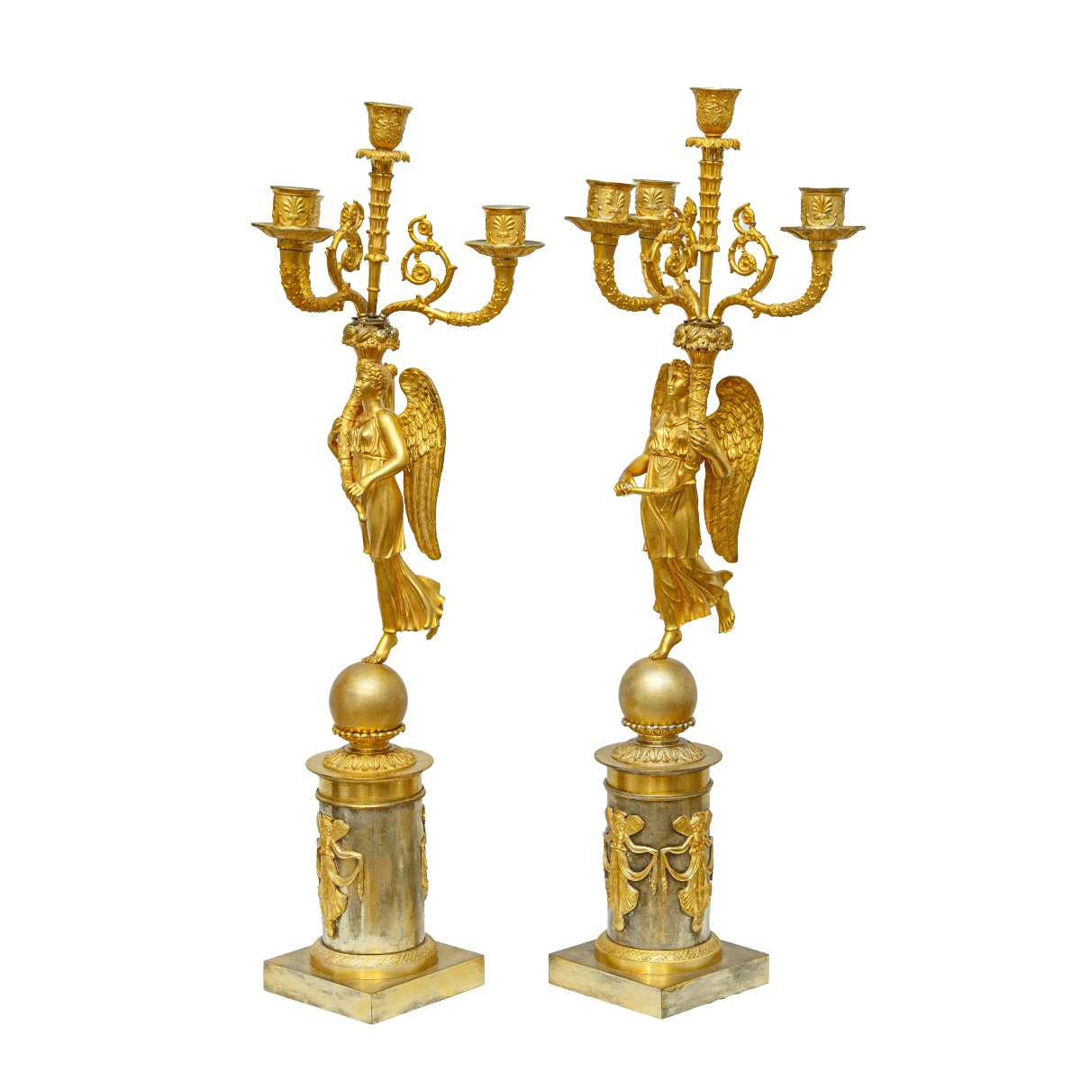 Francia, epoca Impero, Coppia di candelabri a quattro luci-photo-2
