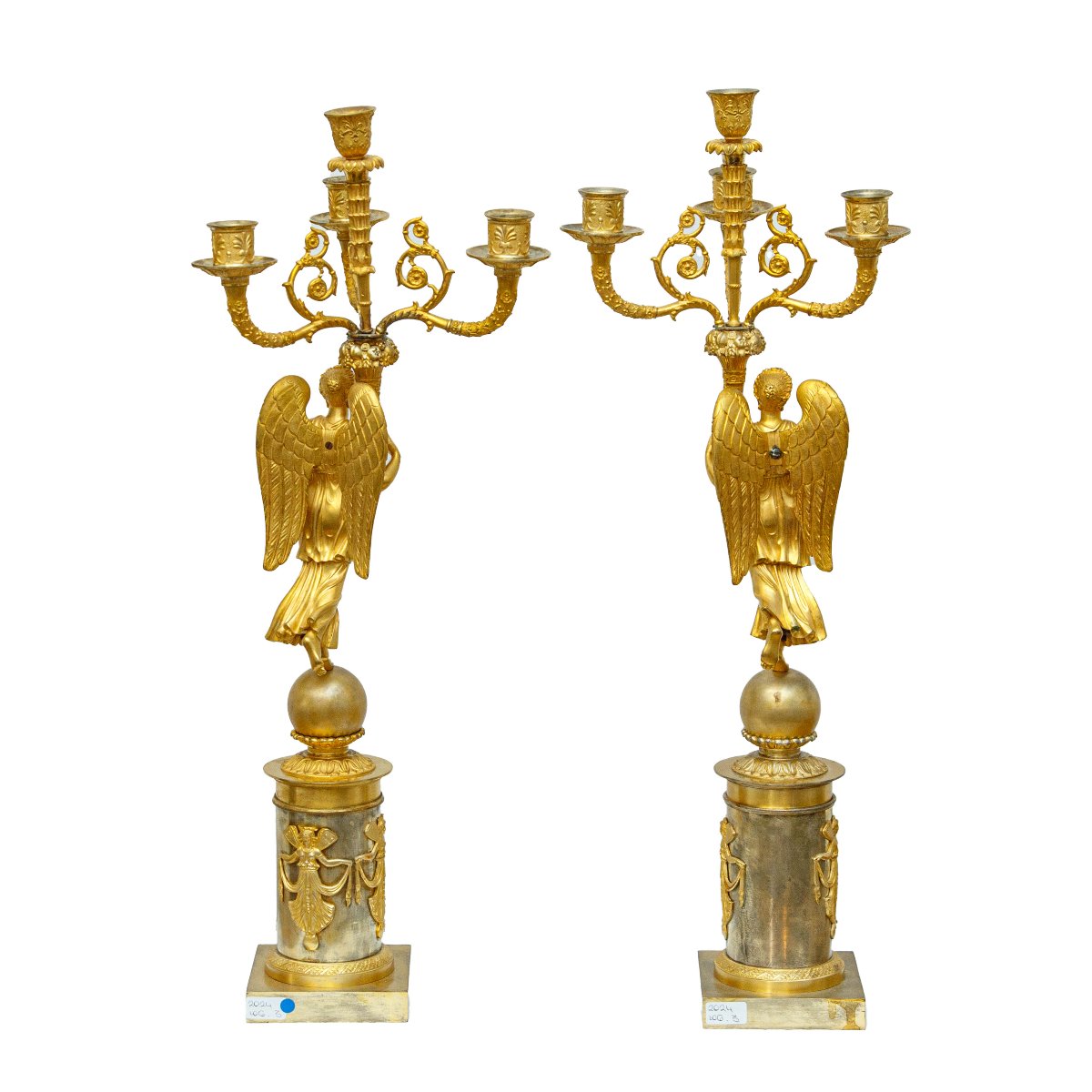 Francia, epoca Impero, Coppia di candelabri a quattro luci-photo-3