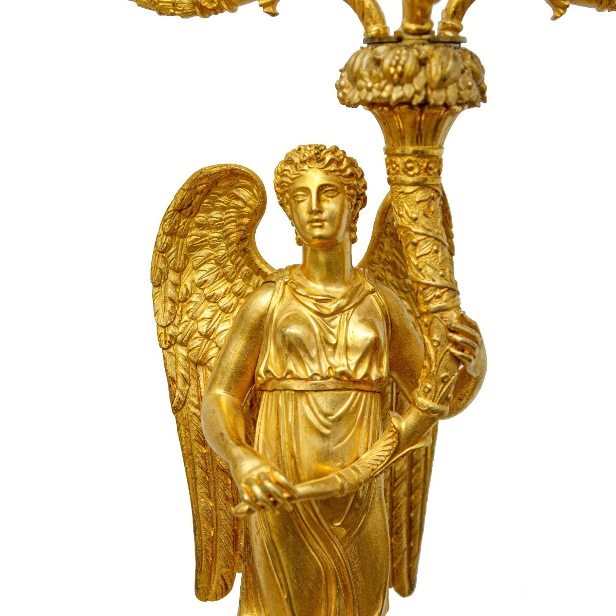 Francia, epoca Impero, Coppia di candelabri a quattro luci-photo-4