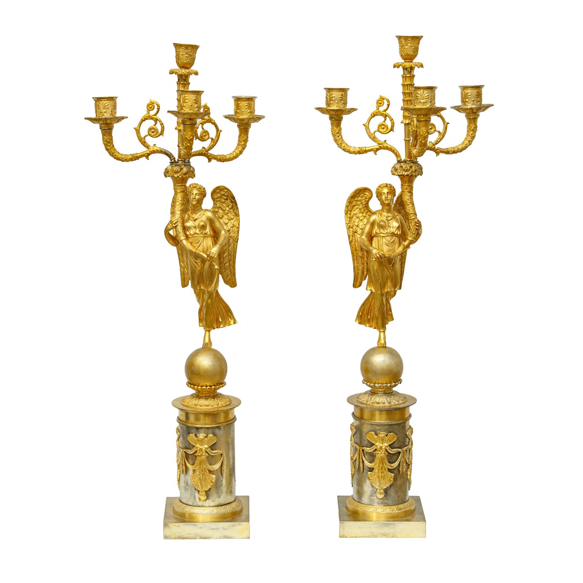 Francia, epoca Impero, Coppia di candelabri a quattro luci