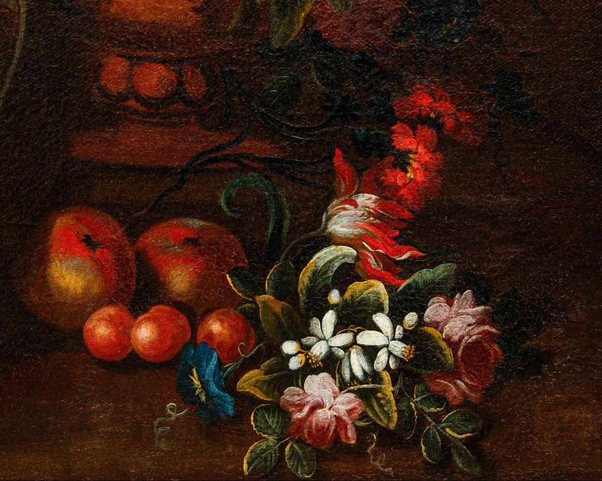 Domenico Levo (attivo nella seconda metà del XVII secolo), Natura morta con fiori e frutta-photo-2