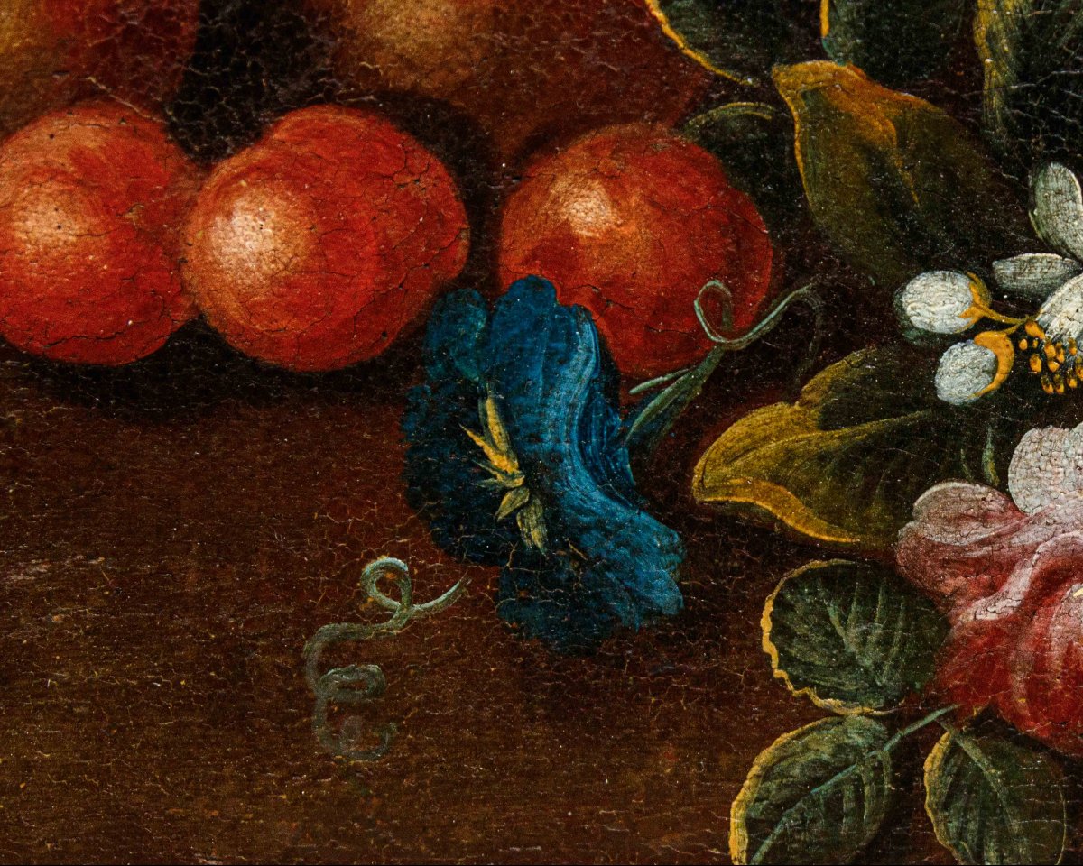 Domenico Levo (attivo nella seconda metà del XVII secolo), Natura morta con fiori e frutta-photo-3