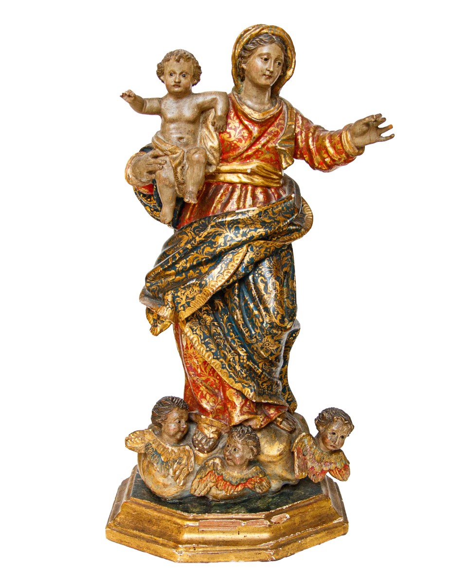 Scuola genovese, bottega di Anton Maria Maragliano, Madonna in gloria con il Bambino