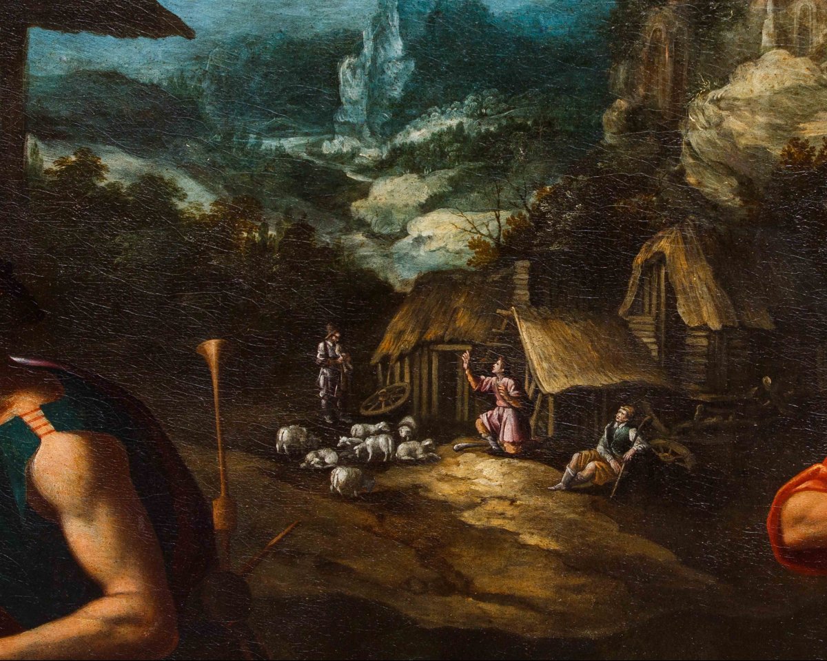 Artista nordico attivo in Italia, ultimo quarto del XVI secolo, Adorazione dei pastori-photo-1