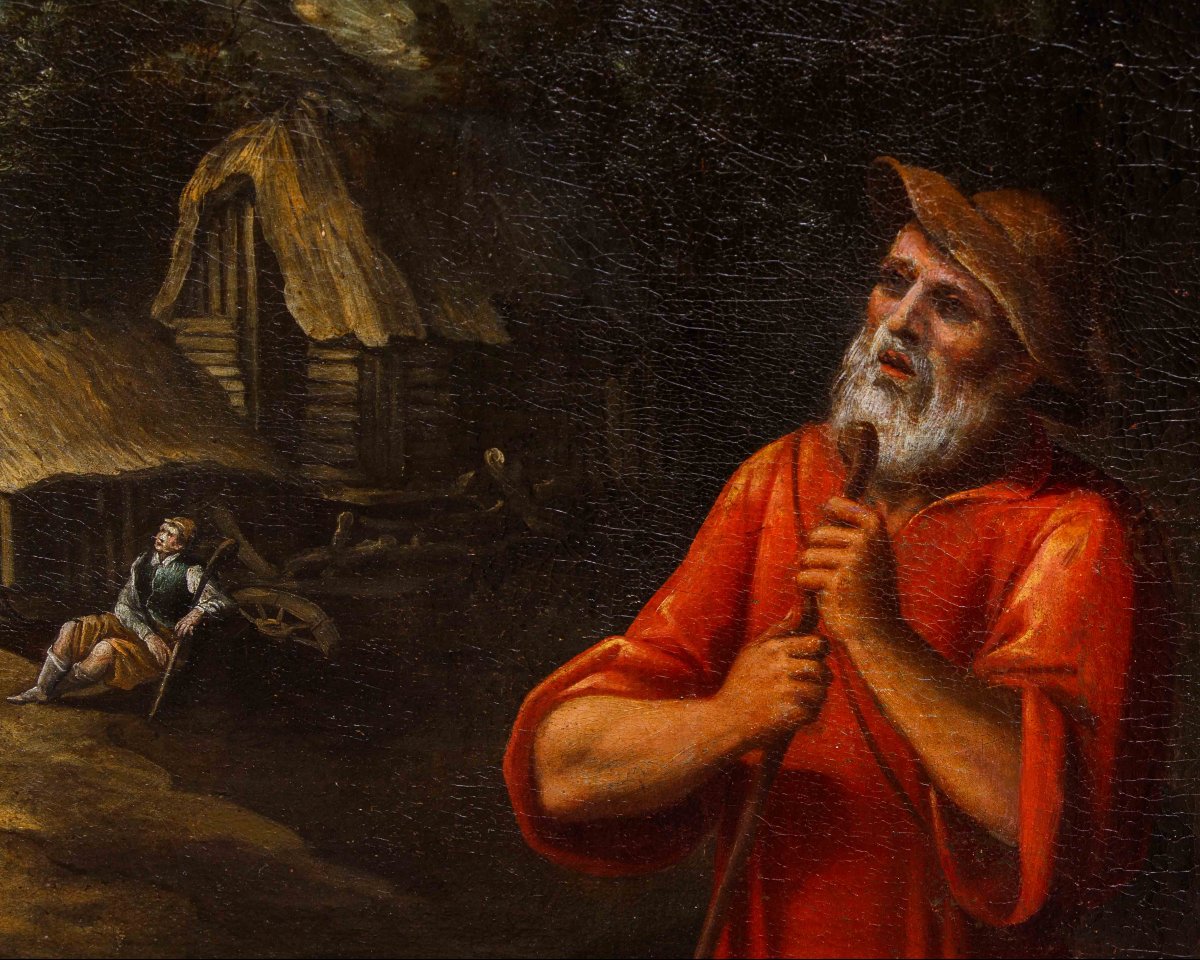 Artista nordico attivo in Italia, ultimo quarto del XVI secolo, Adorazione dei pastori-photo-3