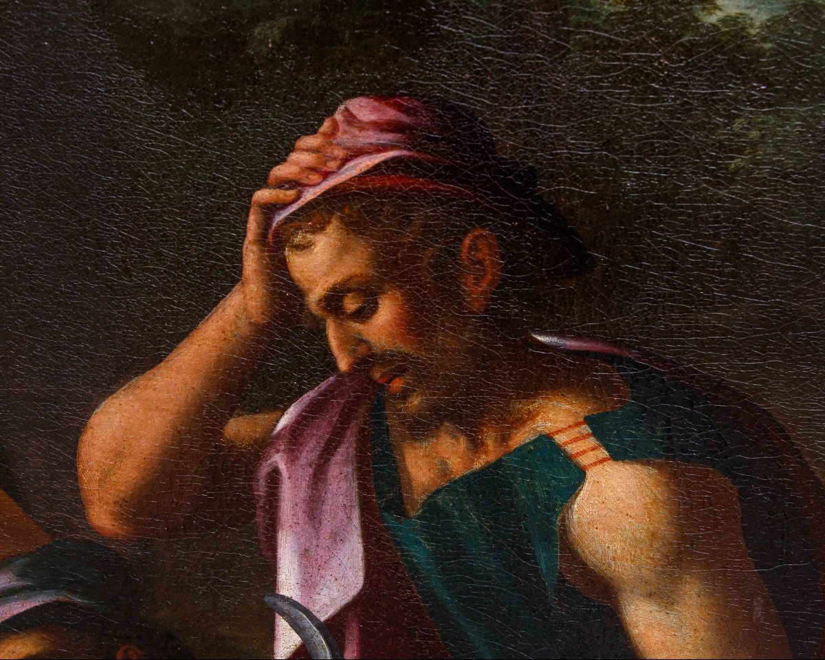 Artista nordico attivo in Italia, ultimo quarto del XVI secolo, Adorazione dei pastori-photo-5