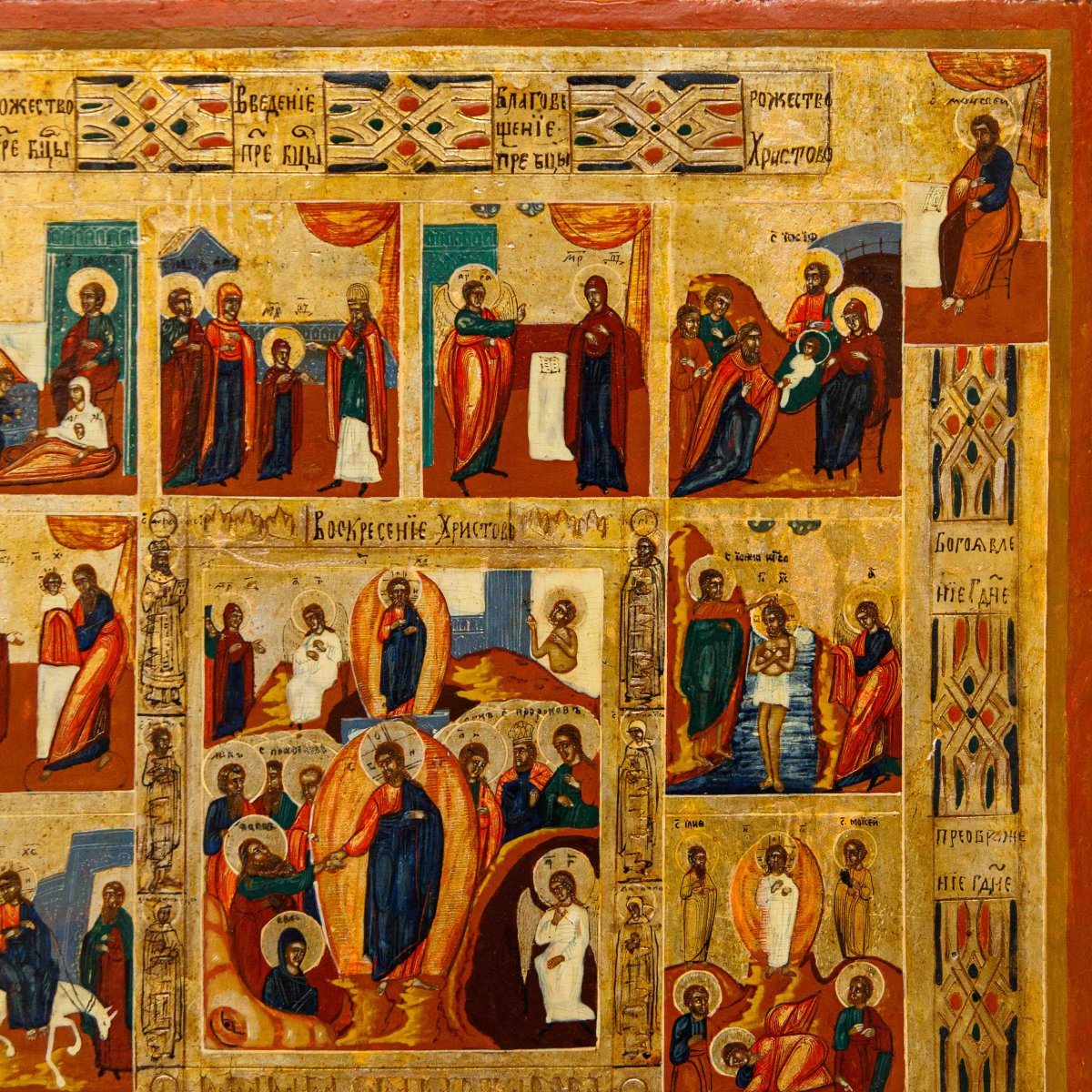 Russia, XIX secolo, Icona raffigurante le Dodici feste-photo-2