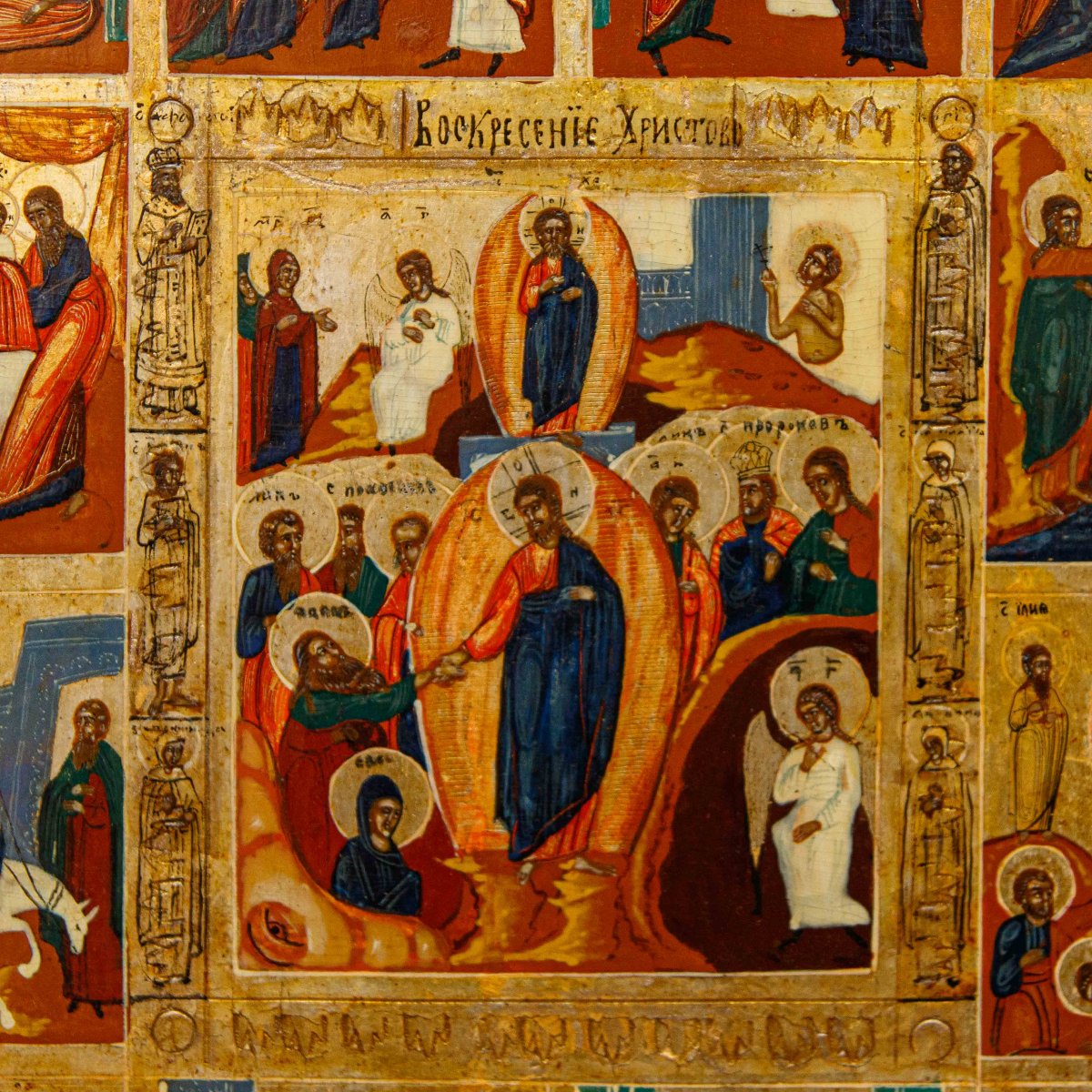 Russia, XIX secolo, Icona raffigurante le Dodici feste-photo-5