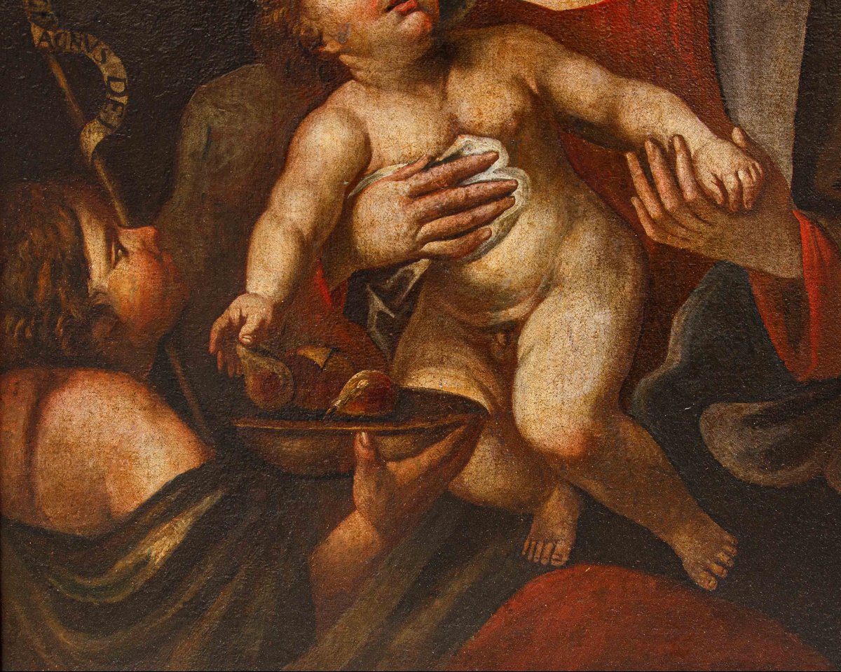 Scuola italiana, XVII secolo, Madonna con il Bambino e San Giovannino-photo-4