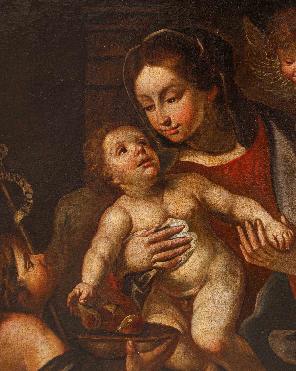 Scuola italiana, XVII secolo, Madonna con il Bambino e San Giovannino-photo-5