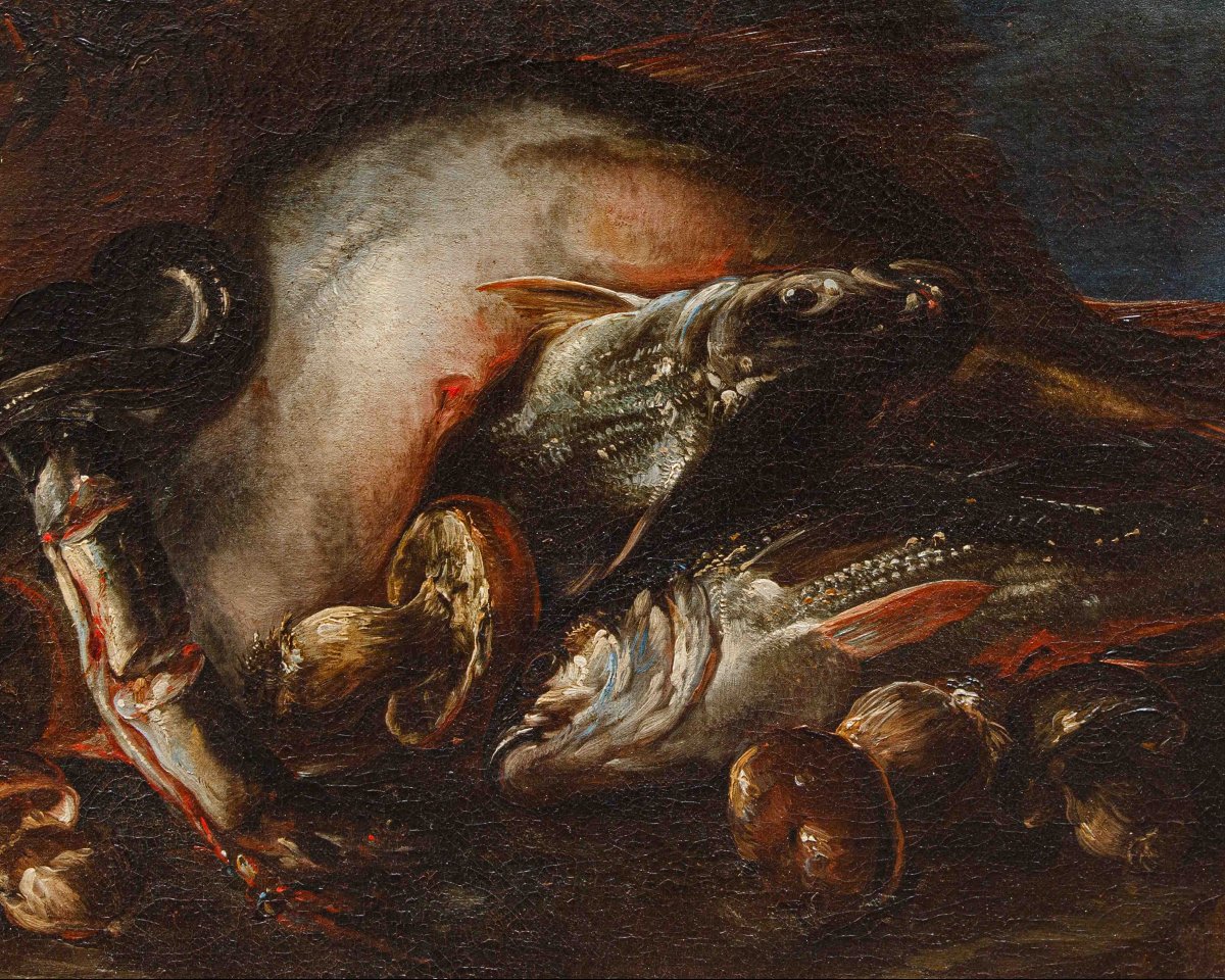 Felice Boselli (Piacenza 1650 –Parma 1732), Natura morta con pesci, gamberi e funghi-photo-2