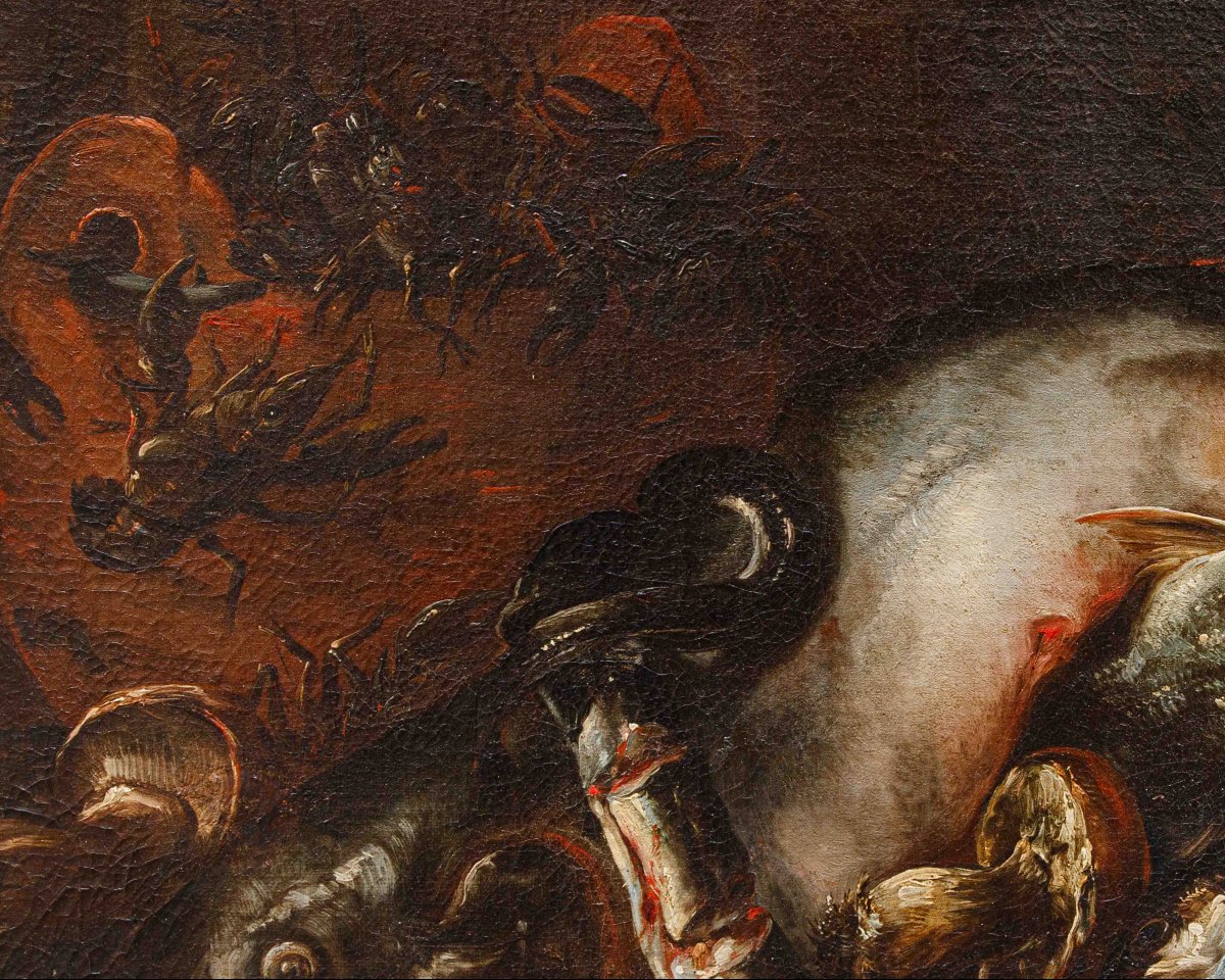 Felice Boselli (Piacenza 1650 –Parma 1732), Natura morta con pesci, gamberi e funghi-photo-4