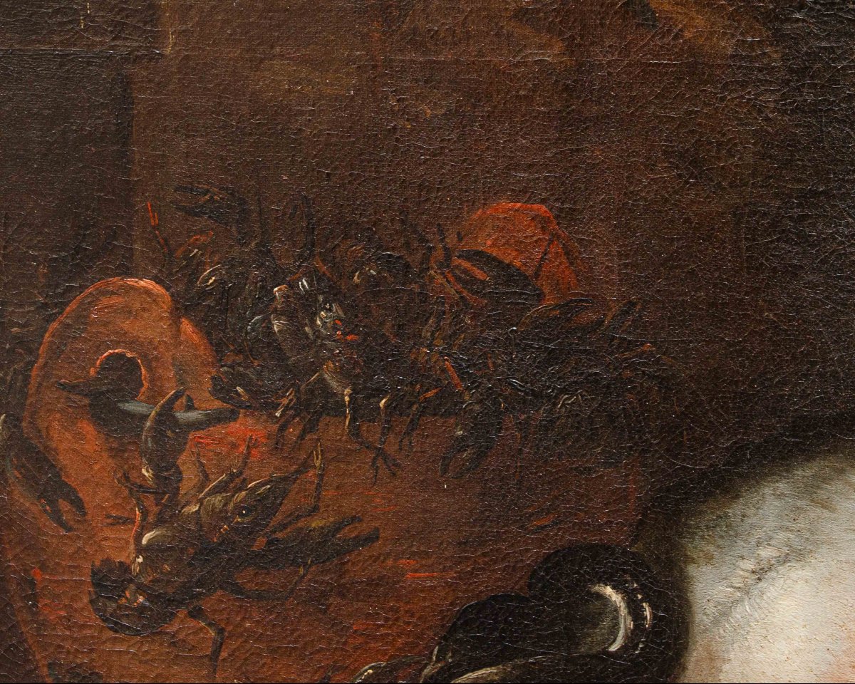 Felice Boselli (Piacenza 1650 –Parma 1732), Natura morta con pesci, gamberi e funghi-photo-1